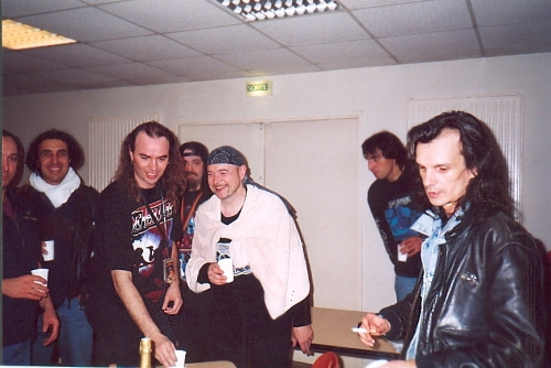 Christophe Bailet (right) with metal legends Saxon and Nightmare
